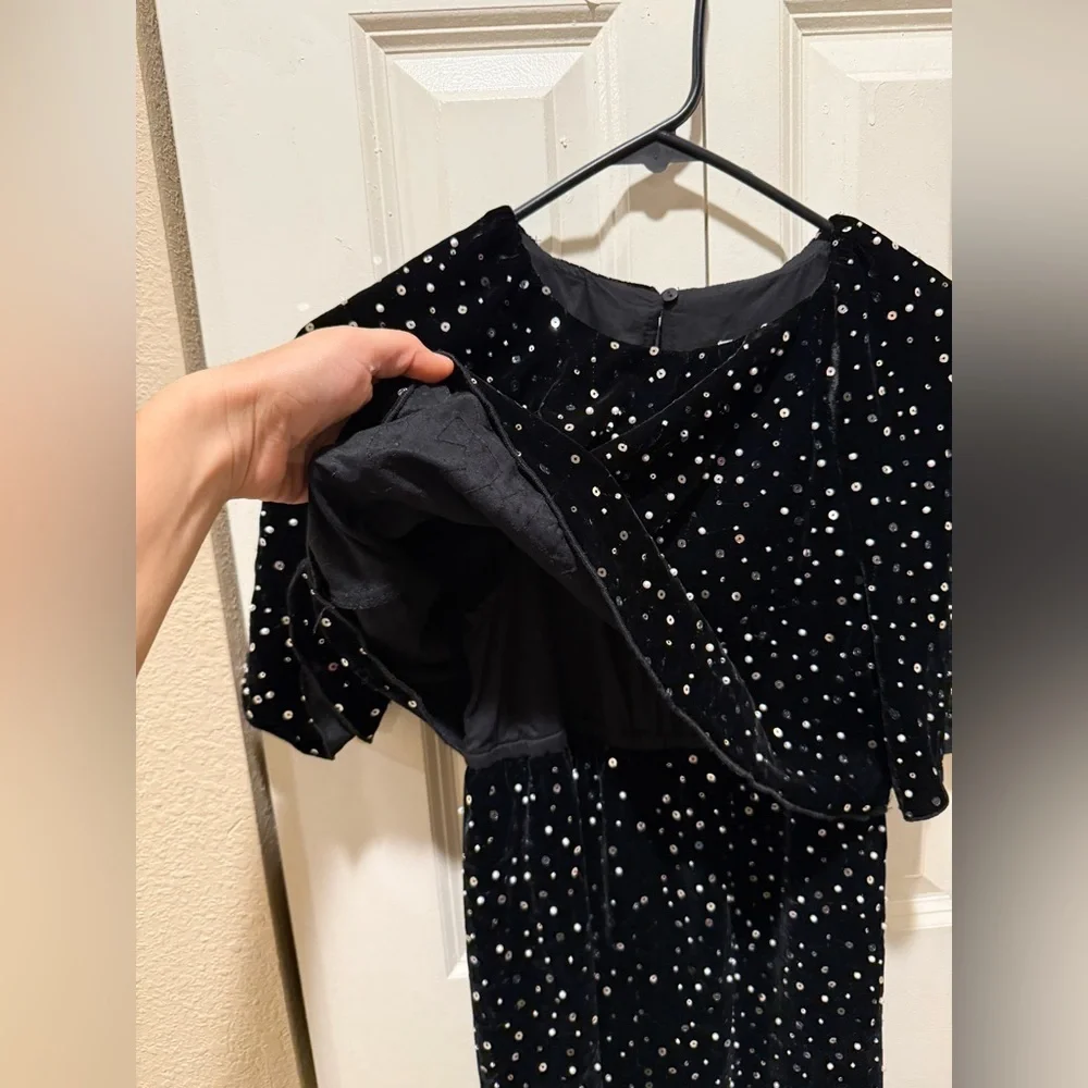 NWT ZARA‎ Kids Sequin Velvet Jumpsuit Girls Party Holiday , size 11-12 Years - Picture 7 of 13